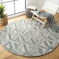 Safavieh 6 x 6 ft. Abstract Hand Tufted Round Area Rug; Grey & Black ABT607F-6R